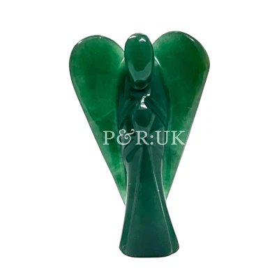 P&R:UK Green Jade Guardian Angel Figurine 2" – Crystal for Harmony, Luck & Protection