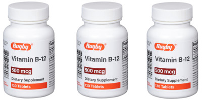 Rugby Vitamin B-12 500 MCG - 130ct (3 Pack)