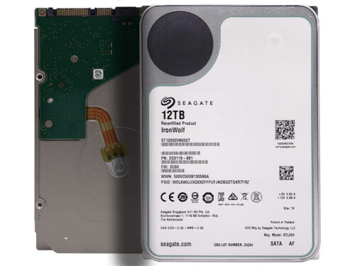 Seagate IronWolf 12TB 7200RPM SATA 6Gb/s 256MB 3.5" NAS Hard Drive ST12000VN0007 - Picture 1 of 6