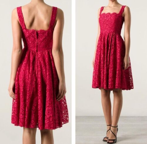 AUTH DOLCE & GABBANA red Lace Dress 46IT - Picture 1 of 14