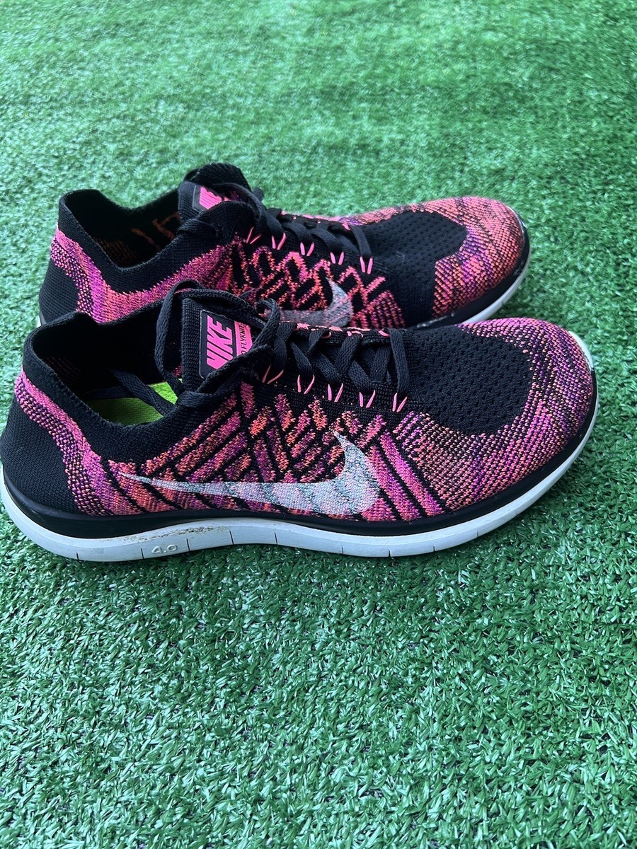 Nike Free 4.0 Flyknit Black/Pink 717076-006 Women's Running