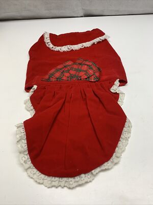 Dog Costume Christmas Dress Red Velvet Bow Razz Pe Taz Size M 