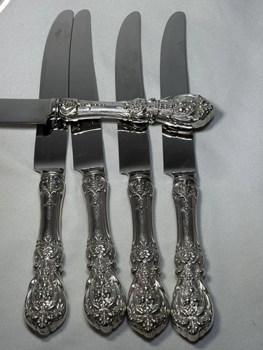(5) Reed & Barton Beveled 9 5/8"  FRANCIS I STERLING SILVER KNIVES w/Mono