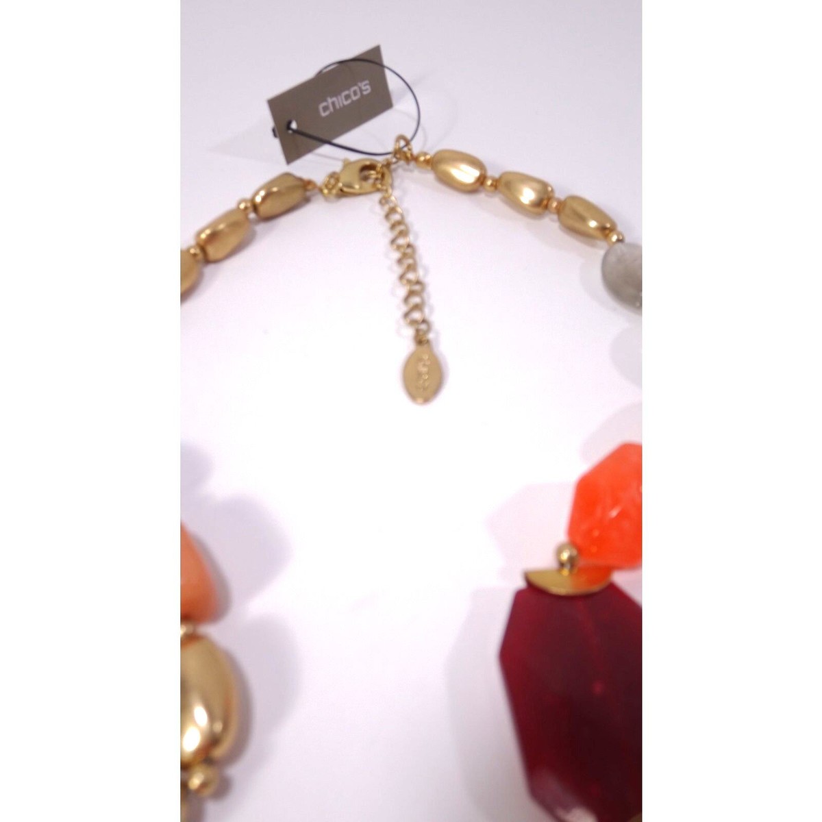 XL 50” Chicos Mixed Metal Chain with Color Cabochon Stones Statement Rainbow Glass Necklaces With Silver - Etsy main image 4