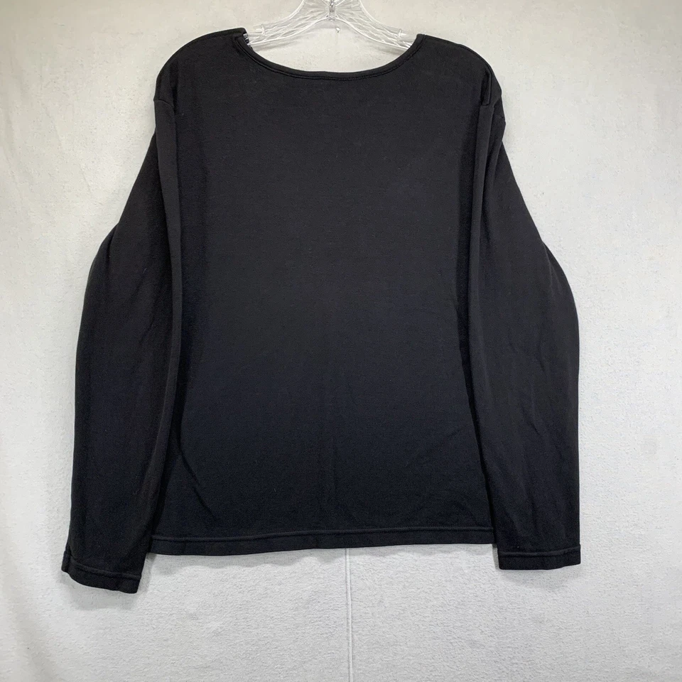 Camisa de Navidad de manga larga para mujer camiseta negra bordada muñeco de nieve luna plateada Foto 4 de 4