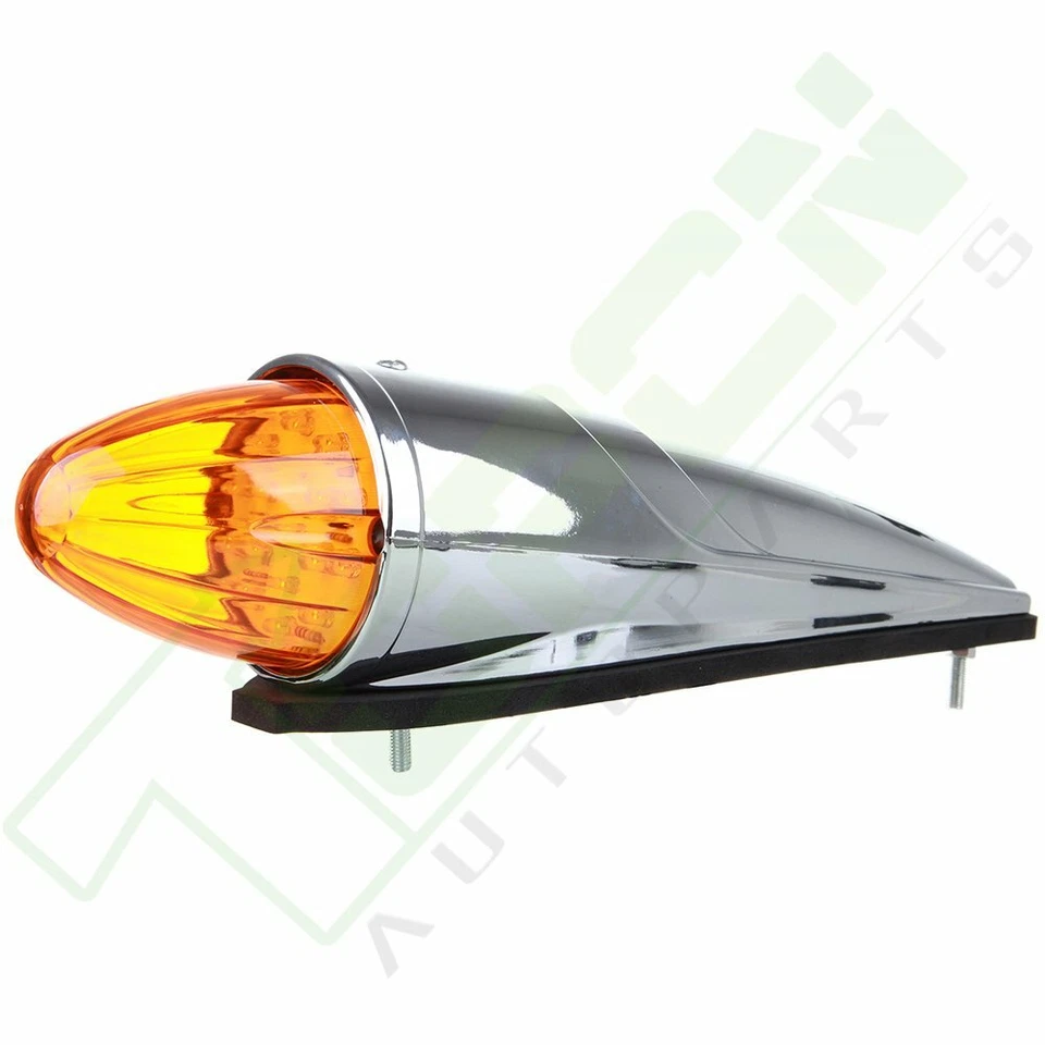 5X Chrome Amber Led Torpedo Upper Cab Marker for Paccar Freightliner Truck van - Image 4 of 4