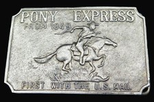 Pony Express US Mail Western Cowboy Vintage Belt Buckle