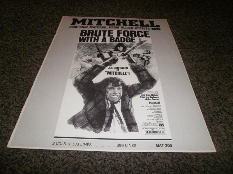MITCHELL 1975 PRESSBOOK JOE DON BAKER ALLIED ARTISTS 70S CULT DRIVE-IN
