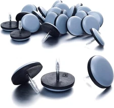 1" Nail on Furniture Sliders (24 Pack) -  Heavy Duty PTFE (Teflon) Chair Sliders