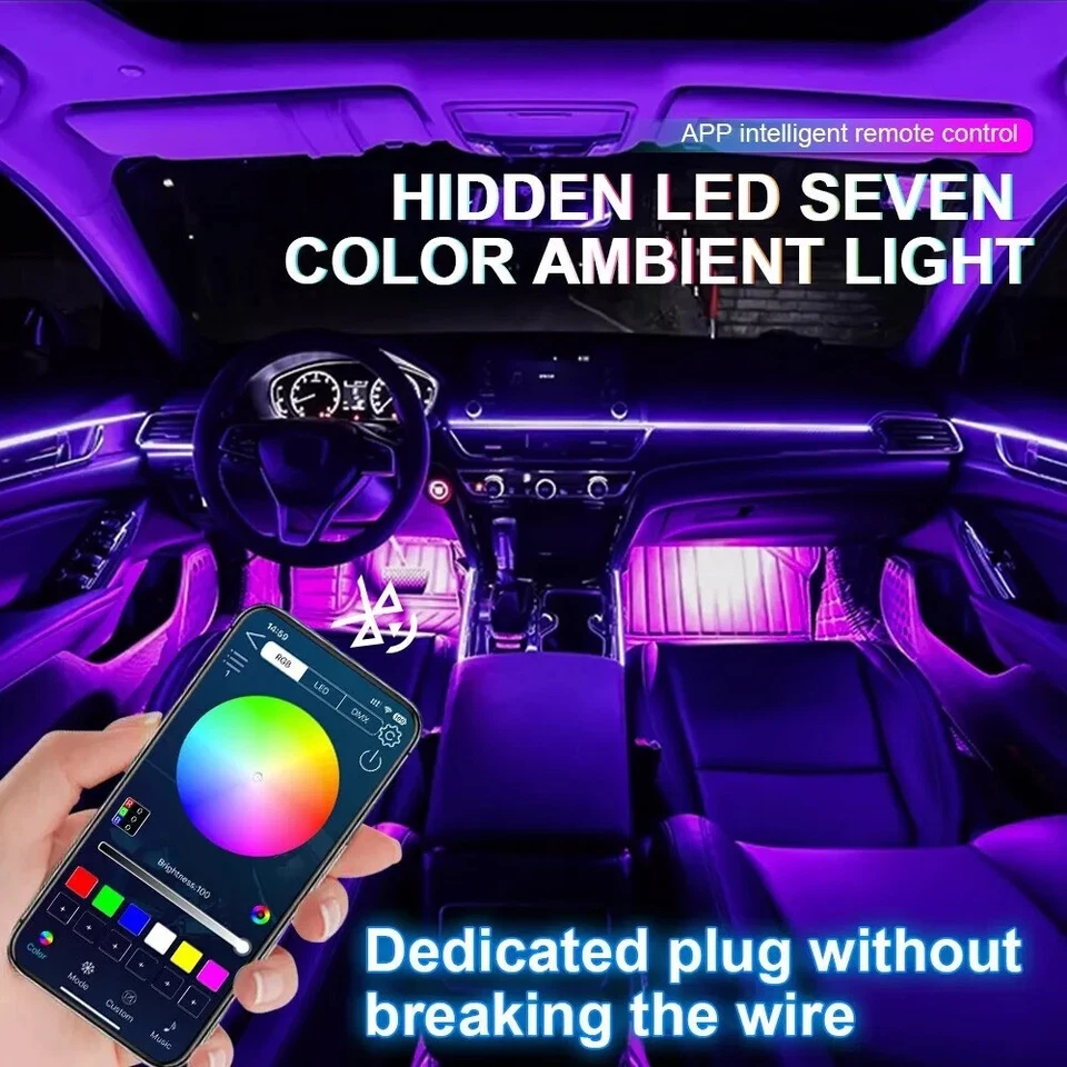 Cuentas LED RGB Symphony Dream para iluminación ambiental interior de automóvil inalámbrico 22 en 1 Foto 4 de 4