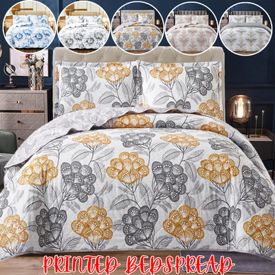3-tlg. Gesteppte Patchwork Tagesdecke Single Double King Bettwäsche Set Bettüberwurf