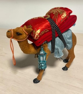 Vintage Flocked Camel Figurine Tabletop Decor Nativity Caravan Lantern Boho 9 