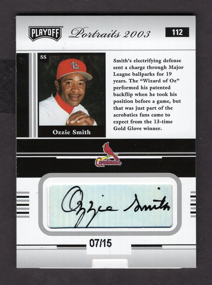 Autógrafo OZZIE SMITH 2003 PLAYOFF 7/15 COMO NUEVO Foto 2 de 2