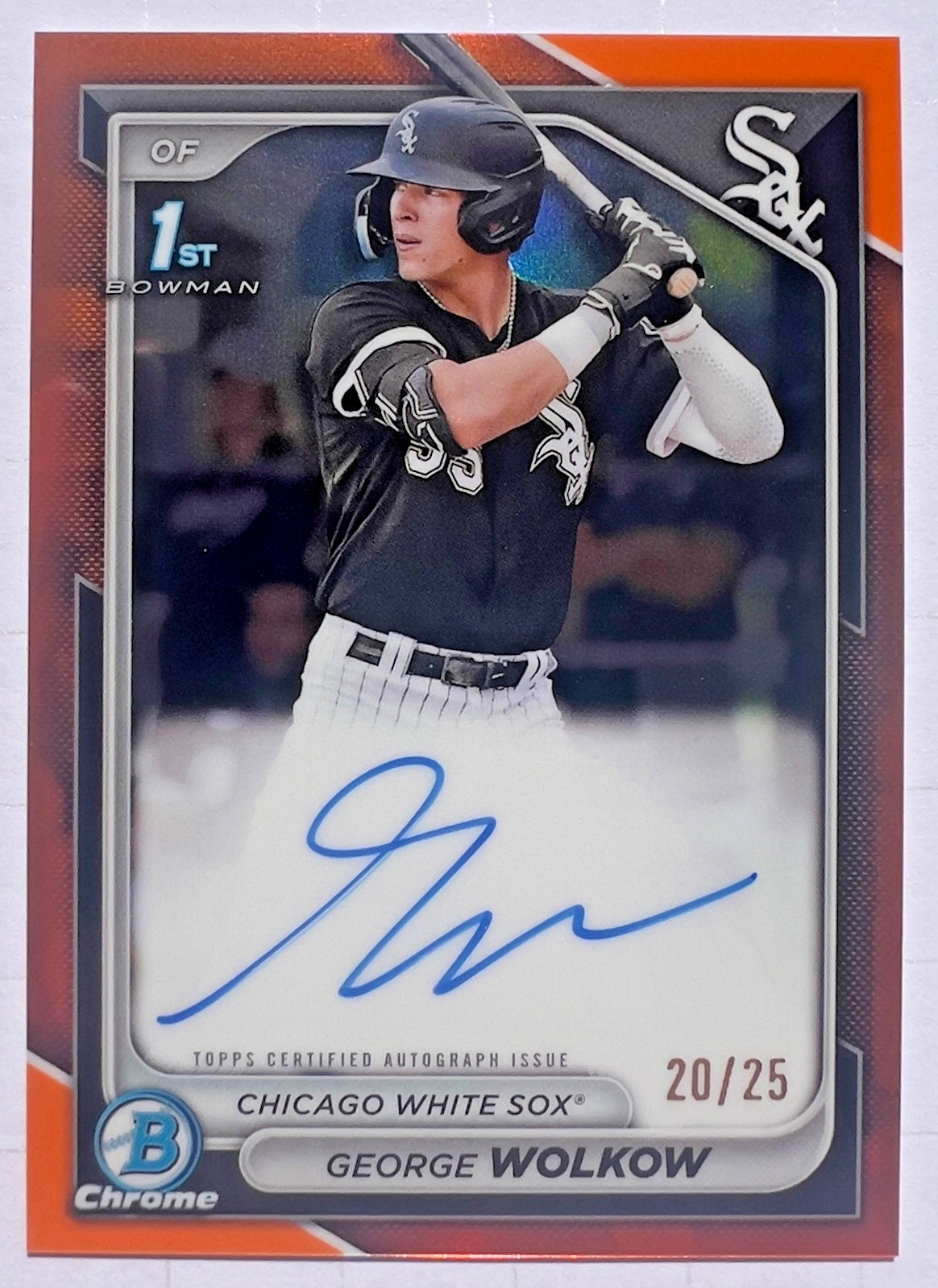 2024 Bowman Chrome George Wolkow 1st Bowman True Orange Refractor Auto /25