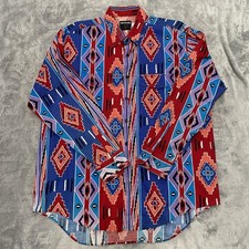 Vtg Frontier Series Shirt Aztec Western Southwest Rodeo Native Men Size XL