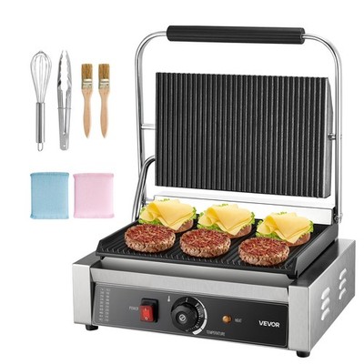 VEVOR Kommerzieller Panini Grill Sandwichmaker Grillplatte 34x23cm Paninimaker