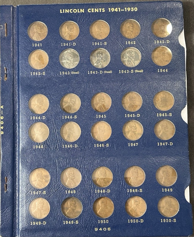 2 Lincoln Cents Coin Albums/Folders Collection with 113 coins Wheat and ...