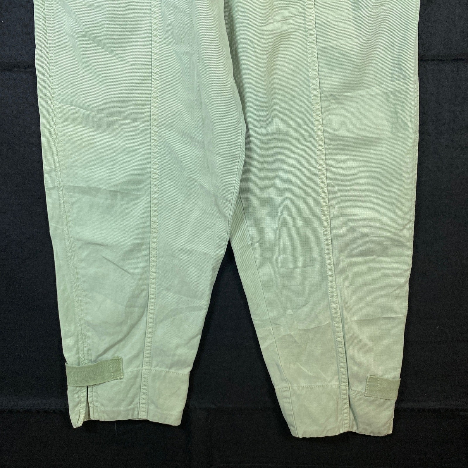 Zara Womens Pants Green Capri Jogger Drawstring Linen Blend High Rise Stretch XS thumbnail 3