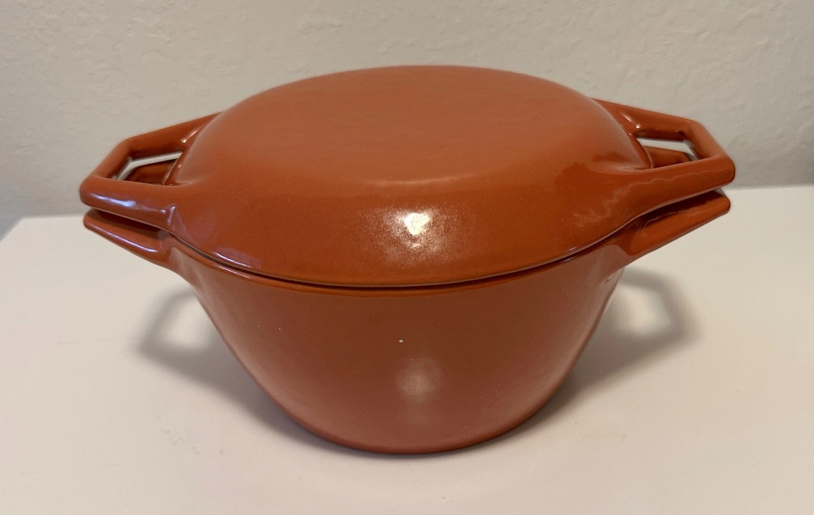 Copco Vtg. Orange Enameled Cast Iron Lidded Dutch Oven D1 EUC