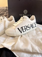 Versace White Leather Logo Lace-Up Sneakers Men's EU 39 Casual Comfort