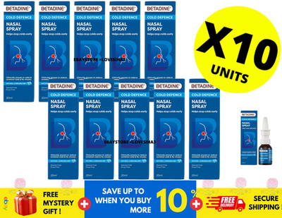 10 X Betadine Adult Cold & Flu Defence Nasal Spray 20ml Runny Nose Carragelose