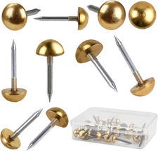 30 Pcs Retro Solid Pure Brass Tacks, 1/2",12 Mm Upholstery Nails for Furniture,