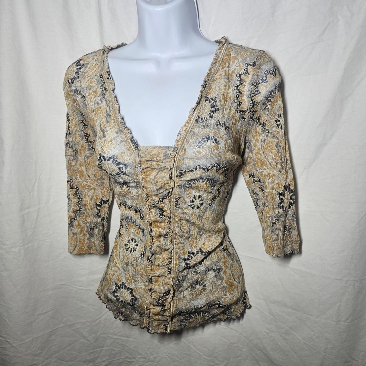 Vintage y2k boho whimsigoth micro mesh top