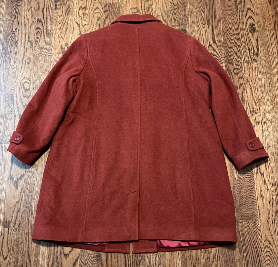 LL Bean Women's Classic Lambswool Polo Coat 3/4 Length 3X Bellandi Wool Italy - Image 2 of 3