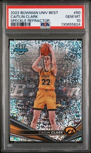 2022-23 Bowman University Best - Caitlin Clark #50 Speckle Refractor (RC) PSA 10