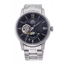ORIENT SUN & MOON RN AS0001B Mechanical Automatic Watch Men Black Silver