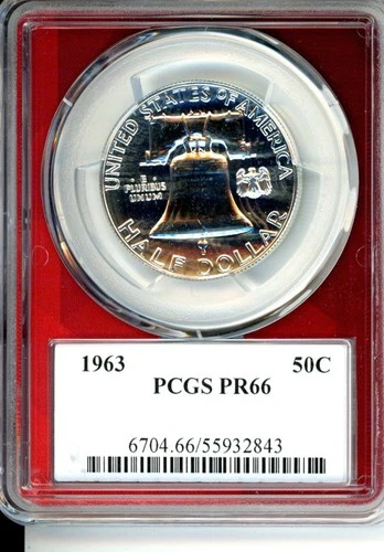 1963 Franklin Half Dollar Proof PCGS PR66 Red Label 90% Silver 50C Cert #5593284
