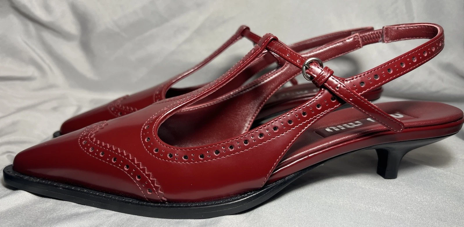 Miu Miu — NWOT Miu Miu Brogue Bordeax Brushed Leather Pumps Size 39 Retail $1400 Firm $399