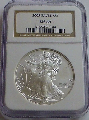 2008 American Eagle Silver Dollar NGC MS69
