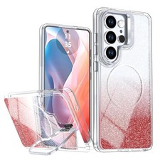 Samsung Galaxy S25 Ultra 5G Red Case with Magnetic Stand and Lens