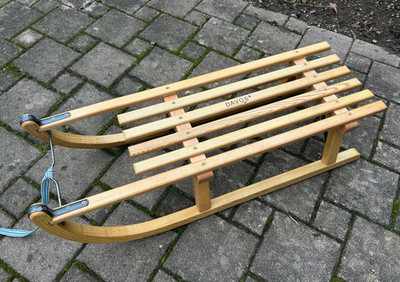 Alter DAVOS Schlitten / Holzschlitten 90cm Länge *TOP Zustand*