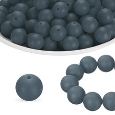 40Pcs Silicone Beads 15mm Silicone Beads Bulk for Pens Loose Round Dim Gray