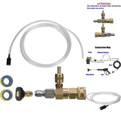 Downstream Chemical Injector Kit for Pressure Washer 3/8 Quick Connect with Hose