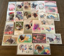 Lot of 25 ~AIRBRUSHED~Embossed~Vintage ~Antique Thanksgiving~Postcards~m320