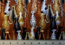PRINT CONCEPTS Fabric - IT'S A CAT'S WORLD - Dogs on Brown - 25" REMNANT