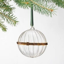 HEARTH & HAND MAGNOLIA Fluted Hinged Glass Bulb CHRISTMAS ORNAMENT   2025 NWT