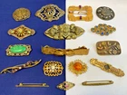 Antique Vtg Brooch Lot Enamel Faux Gemstones Scatter Pins Costume Jewelry