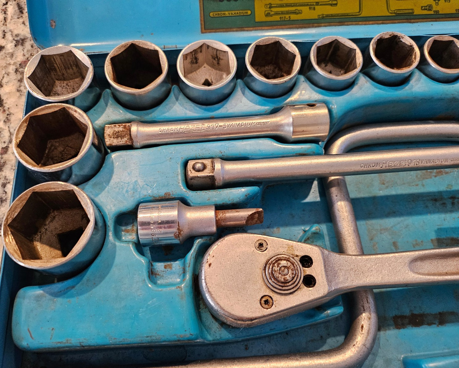 Vintage Hazet 905 Ratchet Socket Set Volkswagen Porsche Chrom Vanadium Germany