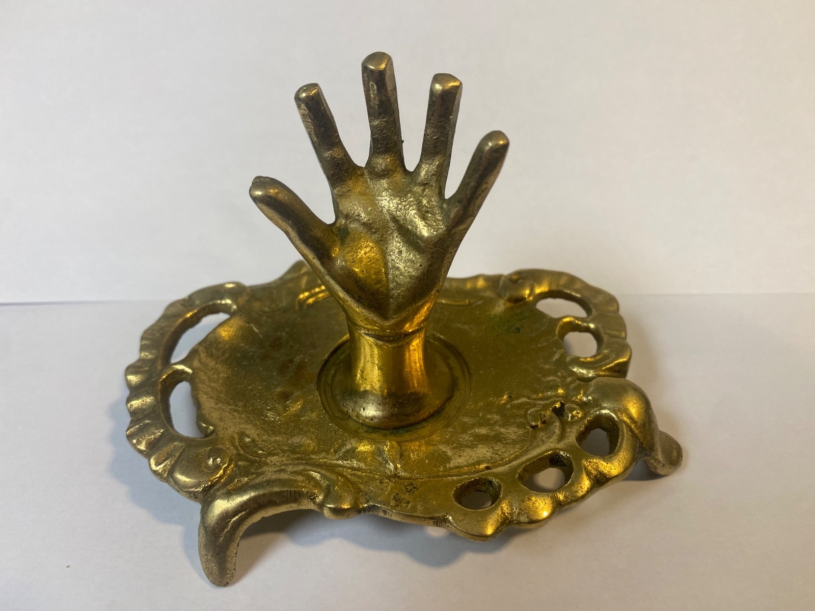 Antique Patina Hand Paperweight Cast Sculpture