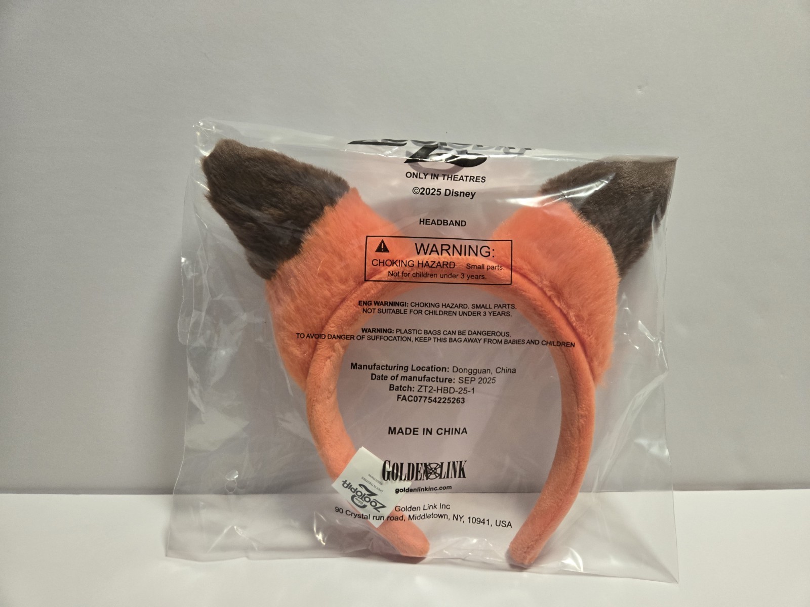Zootopia 2 Nick Wilde Fox Headband Ears AMC Theatres NEW