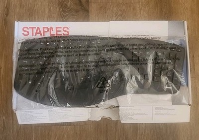 Staples Media Wireless Ergonomic Keyboard Black Brand New Sealed