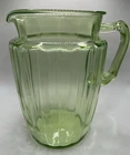 Anchor Hocking Pitcher Pillar Optic Green Depression 1930’s 8 1/4” Tall GLOWS