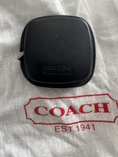 Vintage Coach Black Leather Mini Retractable Tape Measure 60" / 150 mm - Mint