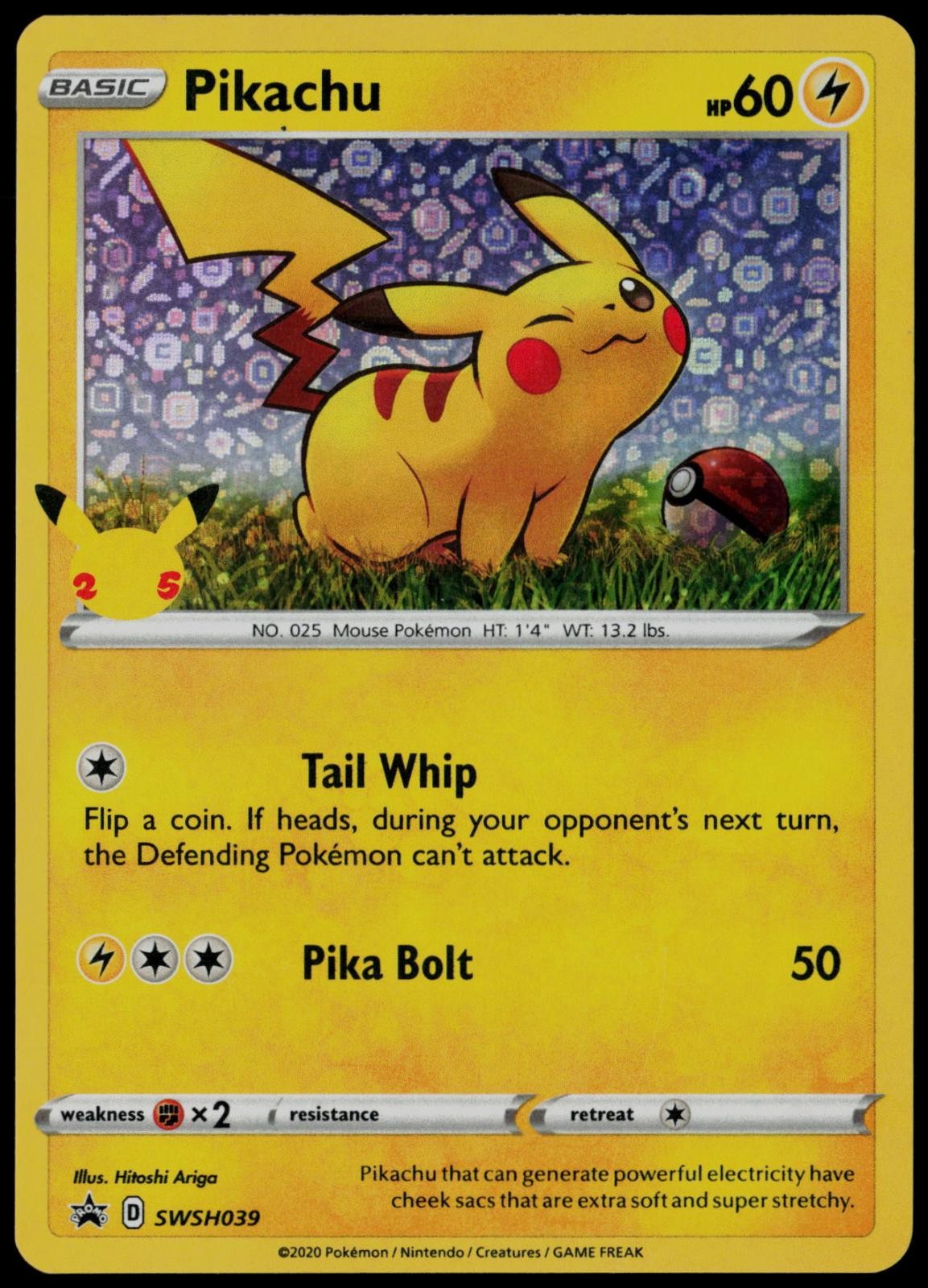 Pikachu SWSH039 Holo Promo Sword & Shield Promo Pokemon Card NM