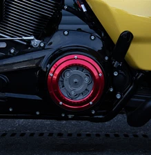 Hoprousa Derby Cover for 2016+Harley Touring Steet Road Glide See Through (Red)