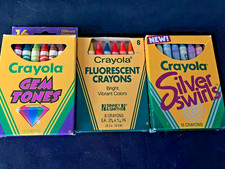 Vintage 90s Crayola Lot Gem Tones Silver Swir...